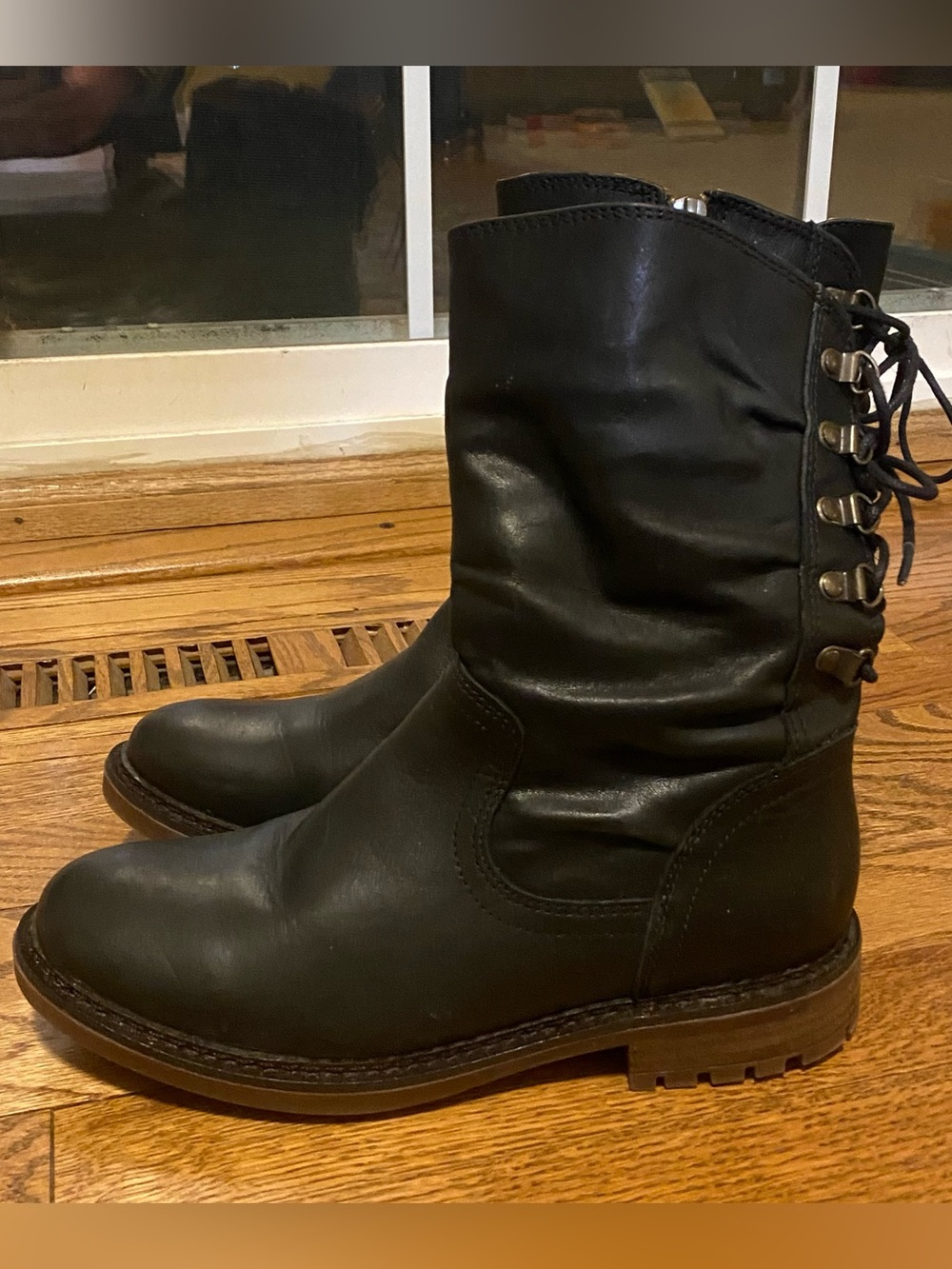 Leanna Black genuine leather lace up boots from Sofft